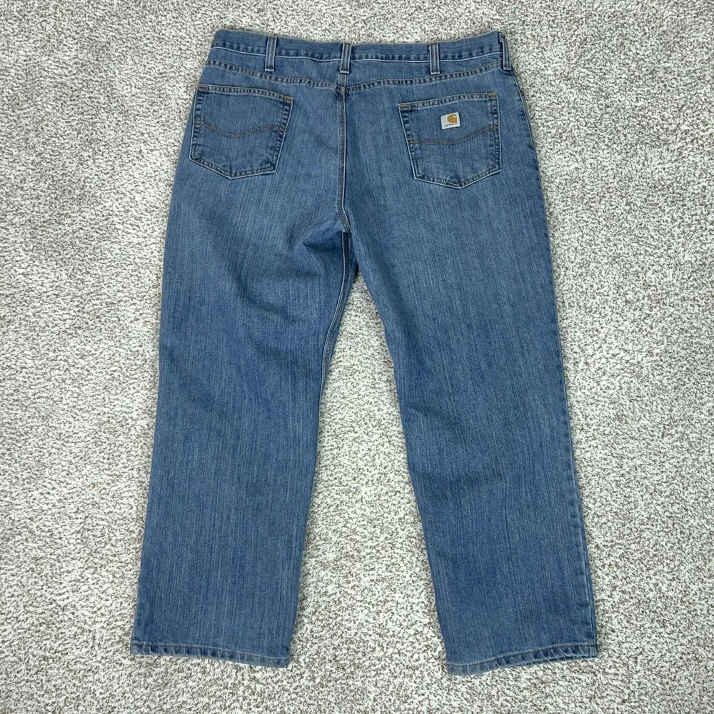 Carhartt Jeans Mens 42x30 Blue‎ Relaxed Fit Denim Workwear Straight Leg Zip Fly